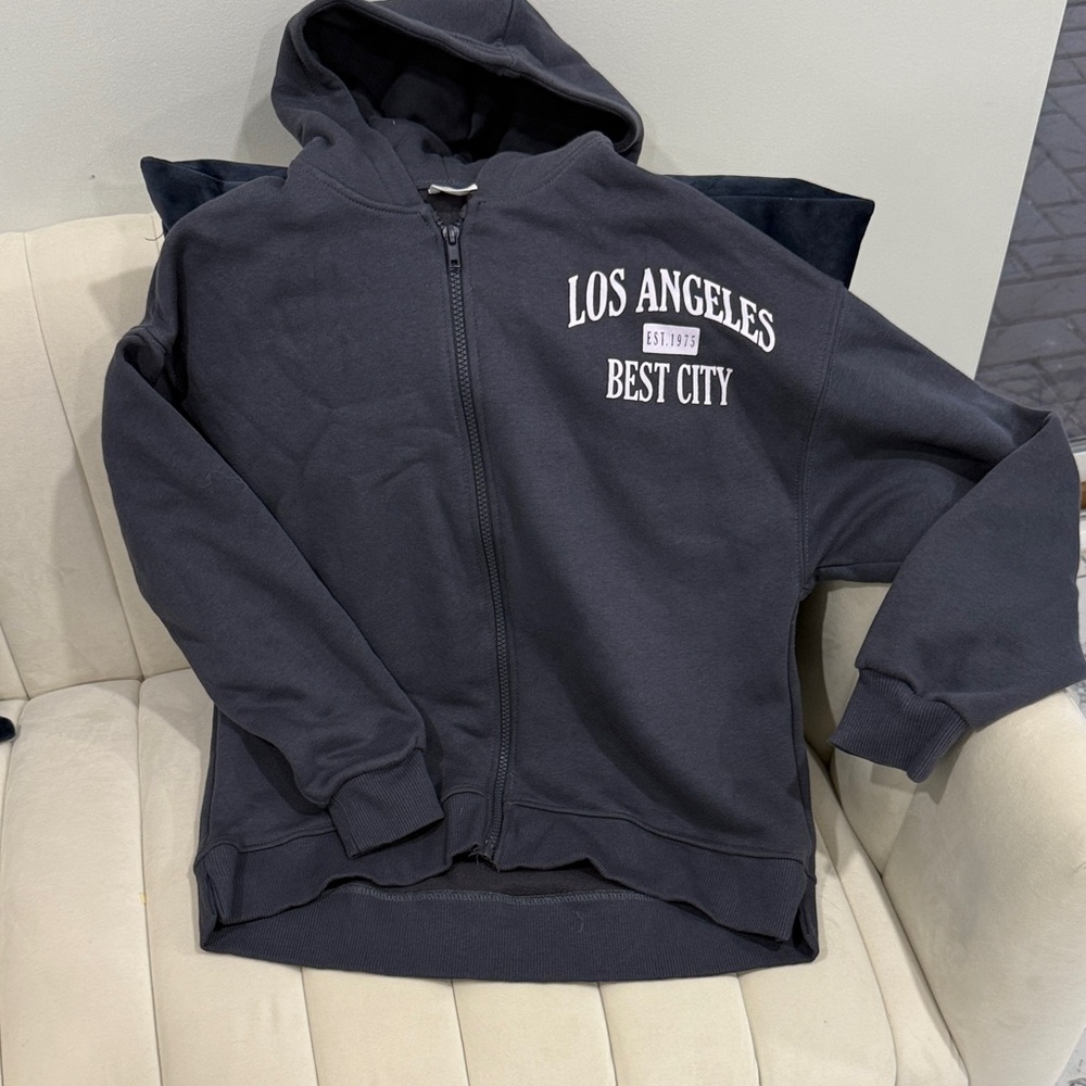 Zara Black Hoodie with White Print